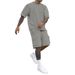 Men's 2-Piece Summer Outfit | Loose Fit T-Shirt & Shorts Set | Breathable Polyester | Grey/Apricot/Green/Black/White/Dark Green/Orange_viptrois.com