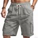 Men's Khaki Tactical Shorts Summer Outdoor Workwear Casual Beach Bamboo Linen_viptrois.com