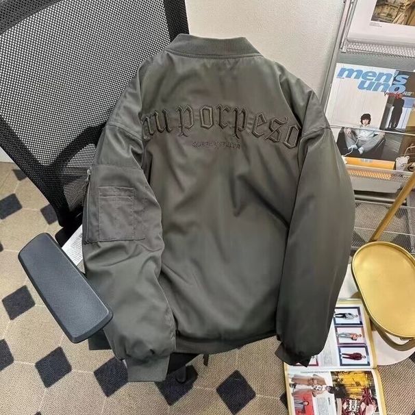 Spring New Embroidered Double-layer Minimalist Jacket, Pilot Jacket, Casual Trendy Brand, Cool Baseball Jersey_viptrois.com