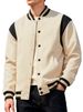 Men's Fleece-Lined Baseball Jacket With Stand Collar – Streetwear Hybrid For Urban Athletes (Contrast Sleeve Panels & Zippered Pockets)_viptrois.com