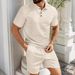 Men's Spring Solid Jacquard Polo Shirt & Shorts Set – Casual Two-Piece Outfit For Urban Comfort_viptrois.com