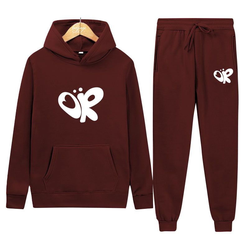 Men's Clothing 2025 Autumn And Winter New American Butterfly Print Unisex Hoodie Plus Velvet Thickened Casual Sports Suit_viptrois.com