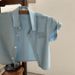 Mother & Kids Boys And Girls Shirts Embroidered Letters Soft Denim Children's Lapel Short Sleeved Shirt_viptrois.com