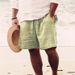 Men's Clothing Cotton And Linen Shorts Drawstring Elastic Waist Vacation Solid Color Breathable Daily Beach Five Point Casual Sports Pants_viptrois.com