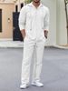 Men's Linen Hoodie & Shirt Set – 100% Cotton Oversized Lounge Wear For Casual & Streetwear (White/Gray/Black/Khaki/Sky Blue/Olive, S-XXXL)_viptrois.com