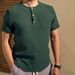 Men's Clothing Round Neck Shirt Casual Shirt Solid Color Fashionable Button Top_viptrois.com