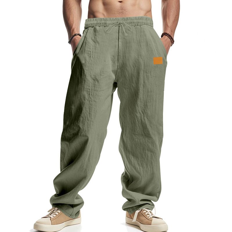 Men's Clothing Summer Men's Linen Casual Pants Wide Leg Breathable Beach Trousers Simple For Formal & Casual_viptrois.com