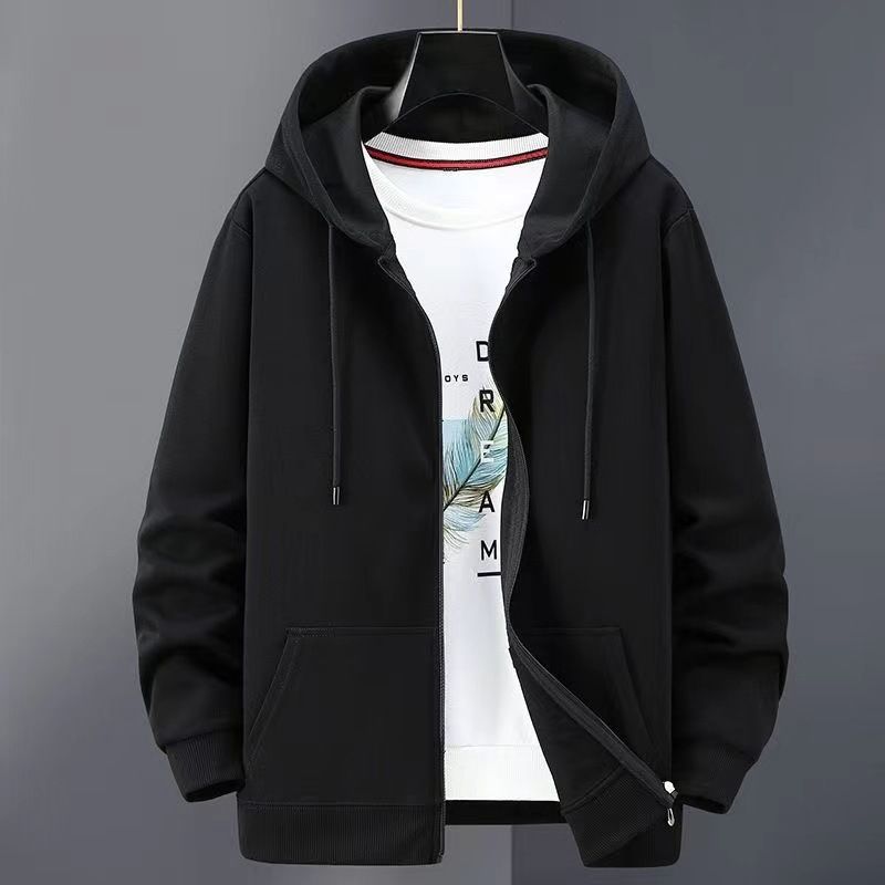 Men's Clothing 420g European And American Street Fashion Jacket Autumn And Winter Plus Velvet Enlarged Zipper Hooded Sweatshirt For Men_viptrois.com