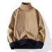 Men's Fleece-Lined High Neck Sweater – Winter Thermal Knit Pullover, Soft Acrylic Blend (Black/White/Burgundy/Camel/Beige/Grey/Caramel, M-4XL)_viptrois.com