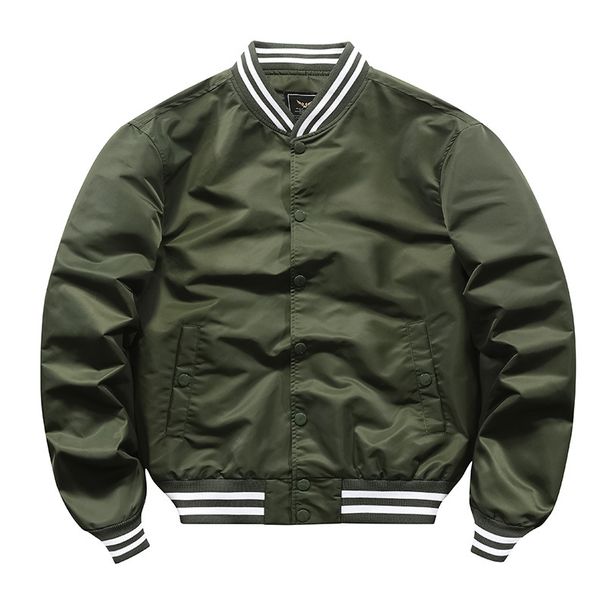Unisex Baseball Jacket – Slim-Fit Button-Up Aviator Style, Ribbed Hem & Utility Pockets (Black/Army Green/Gray, S-5XL, All-Season Casual Wear)_viptrois.com