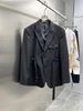 British Huang Xiaoming Same Style Metal Buckle Detachable Belt Blazer Casual Black Suit_viptrois.com