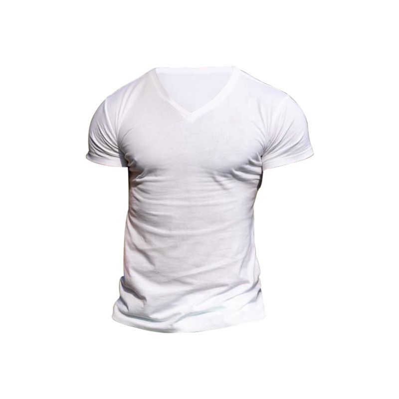 2023 Men's Outdoor Solid Color V-Neck T-Shirt Casual Quick-Dry Breathable Sweat-Wicking Short Sleeve Multi-Color Top_viptrois.com