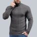 Men's Slim Fit High Neck Sweater, Casual Knit Pullover, Solid Color Base Layer, Machine Washable Cotton Blend, Wrinkle-Resistant_viptrois.com