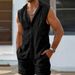 Men's Clothing Casual Stand Up Collar Cardigan Vest Cotton And Linen Style Suit_viptrois.com
