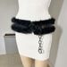 Y2K Glam Faux Fur Chain Belt With Rhinestones - Adjustable Wide Waist Belt For Retro & Edgy Outfits_viptrois.com