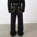 Men's Clothing High Street Black And White Stitching Contrast Jeans Men And Women New Slim Holes Loose Straight Trousers_viptrois.com