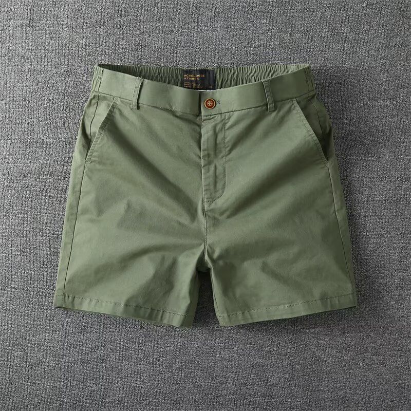 Men's Clothing Summer New Pure Cotton Four Quarter Pants Men's Casual Slim Straight Workwear Shorts Slightly Elastic Three Quarter Pants Beach Pants_viptrois.com