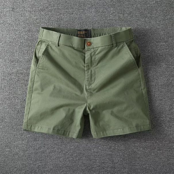 Men's Clothing Summer New Pure Cotton Four Quarter Pants Men's Casual Slim Straight Workwear Shorts Slightly Elastic Three Quarter Pants Beach Pants_viptrois.com