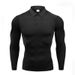 Cross-border Autumn And Winter Fitness Polo Shirt Men's Long-sleeved Solid Color T-shirt Muscle Men's Tights Training Clothes Light Board Foreign_viptrois.com