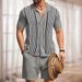 Men's Clothing Cool Silk Jacquard Two Piece Knitted Sweater Casual Polo Shirt Suit_viptrois.com