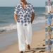 Men's Clothing Hawaiian Shirt And Pants Set Short Sleeve Casual Beach Outfit With Coconut Print Lightweight Polyester Vacation Travel Wear_viptrois.com