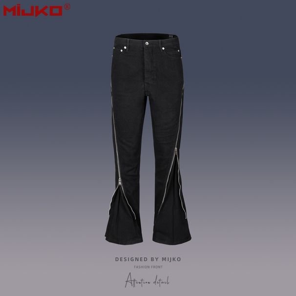 Nordmann MIJKO Men's And Women's Autumn Winter Unisex VIBE Wide-Leg Draped Long Pants Trendy Spiral Track Large Zipper Jeans_viptrois.com