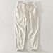 Men's Clothing Cotton And Linen Nine Point Pants Thin Drawstring Elastic Waist Casual Pants Men's Straight Youth Loose Trendy Pants_viptrois.com