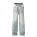 2025 Retro American Wave Pattern Distressed Jeans Loose Straight Wide Leg Casual Long Pants For Men And Women High Street_viptrois.com
