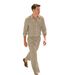 Autumn New Linen Men's Casual Loose Breathable Long Sleeved Trousers Shirt Beach Suit_viptrois.com