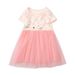 Mother & Kids Girls European And American Style Colored Yarn Dress Children's Mesh Princess Dress Cartoon Cute Round Neck Children's Clothing_viptrois.com