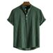 Men's Clothing Summer Shirt Large Size Cotton And Linen Stand Collar Short Sleeve Shirt_viptrois.com