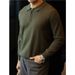 Pure Spring And Autumn New American Style Pine Pattern Half-Zip Knitted Polo Shirt Men's Basic Retro Long Sleeve T-Shirt_viptrois.com
