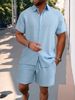 Men's Summer Casual Linen Shirt & Shorts Set - Breathable Loose Fit Beach Outfit - Short Sleeve Shirt With Mid-Length Pants - S-XXXL_viptrois.com