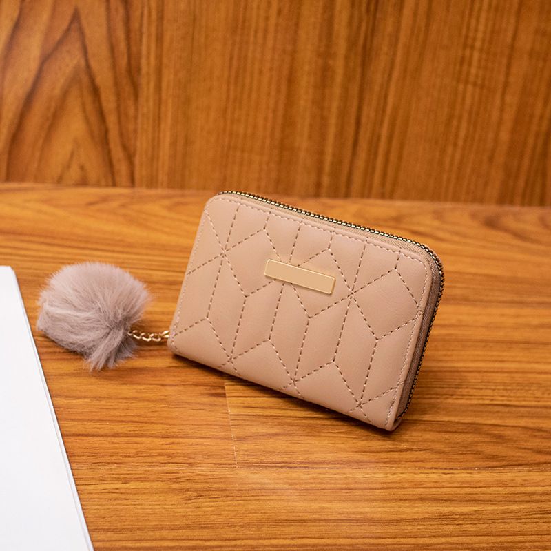 Women's New Quilted Clutch Wallet - Stylish Pom Pom Coin Purse For Women (Diamond Embroidery & Detachable Strap)_viptrois.com