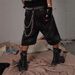 Premium Products Y2k Trendy Street Wide Leg Washed And Worn Rhinestone Denim Shorts Loose Cropped Pants_viptrois.com