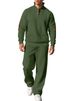 Men's Clothing New European And American Men's Casual Trousers Stand Collar Versatile Jacquard Pit Stripe Knitted Sweater Autumn Suit_viptrois.com