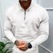 Cross-Border Autumn Winter Fleece Long Sleeve Sweatshirt European American Half-Zip Polo Stand Collar Solid Color Men's_viptrois.com