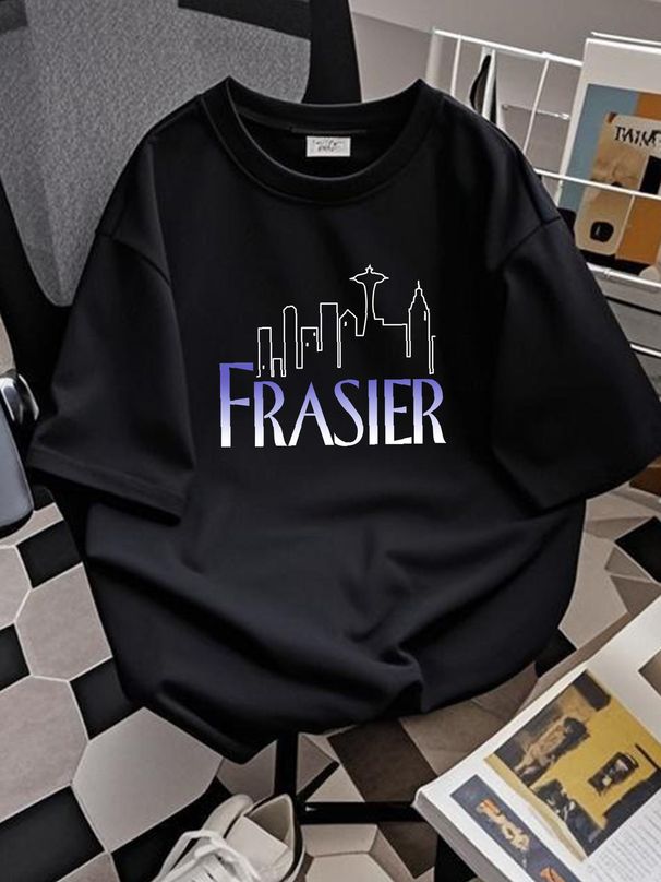 Frasier Logo Men's Black T-Shirt Size S-5XL Unisex Fashion Stylish Streetwear Summer Breathable Comfortable Graphic Homme Designer Clothes_viptrois.com