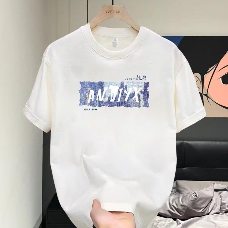 Trendy Brand Short Sleeved T-shirt For Men In Summer, Made Of Pure Cotton With Teddy Bear Print, Large Size Front_viptrois.com