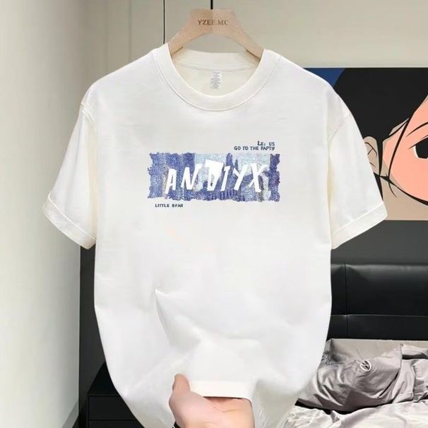 Trendy Brand Short Sleeved T-shirt For Men In Summer, Made Of Pure Cotton With Teddy Bear Print, Large Size Front_viptrois.com