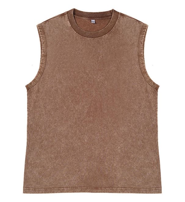 Men's Clothing Trendy Brand Heavyweight Waistcoat Vest For Men Retro Washed Old Design Sleeveless T Shirt Sports_viptrois.com