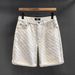 Men's Clothing High Street Jacquard Ripped Summer Loose Straight Retro Five Point Denim Shorts_viptrois.com