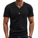Men's Short-sleeved T-shirt Casual Sports Jacquard Pit Stripes Quick-drying Breathable Henley Shirt Short-sleeved Tops_viptrois.com