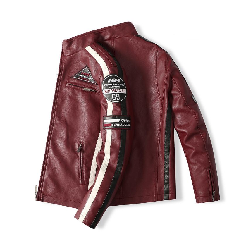 Men's Vintage Motorcycle Jacket Fashion New Biker Leather Jacket Male Embroidery Bomber Coat Winter Fleece Pu Overcoat_viptrois.com