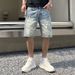 Men's Clothing Summer Denim Shorts Men's Trendy Brand Handsome Ripped Patch Shorts Embroidered New Pants Men's Straight Pants_viptrois.com
