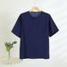 Men's Cotton Round Neck One Button Short Sleeved T-shirt, Loose Simple Solid Color Base Shirt, Summer Sweat Absorbing_viptrois.com