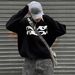 Harajuku-Inspired Casual Pullover Sweater – Artistic Jacquard Knit, Oversized Round Neck For Winter & Fall (Sizes S-XXL, Grey/Black)_viptrois.com