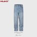 Man's clothing Urban High street pants straight daddy male and female KENIJIMA broad-legged blue cow_viptrois.com
