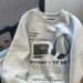 American Heavy Cotton Retro Loose Earphones Printed Letter Crew Neck Sweater 2024 Autumn High Street Trendy Top_viptrois.com