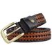Men's Belts Hand Woven Leather Belt Men's Fashion Retro Leather Belt Breathable Pin Buckle Trouser Belt_viptrois.com